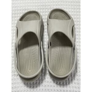 Crocs Mellow Cream Bone Open Toe Recovery Slides Lightweight Sandals Sz 9